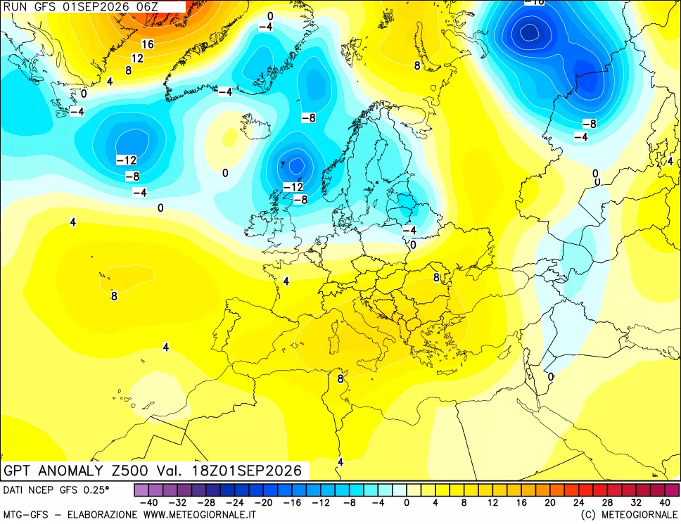 mappa 500 hPa GPT Anomaly vs Cli.No 1981-2010