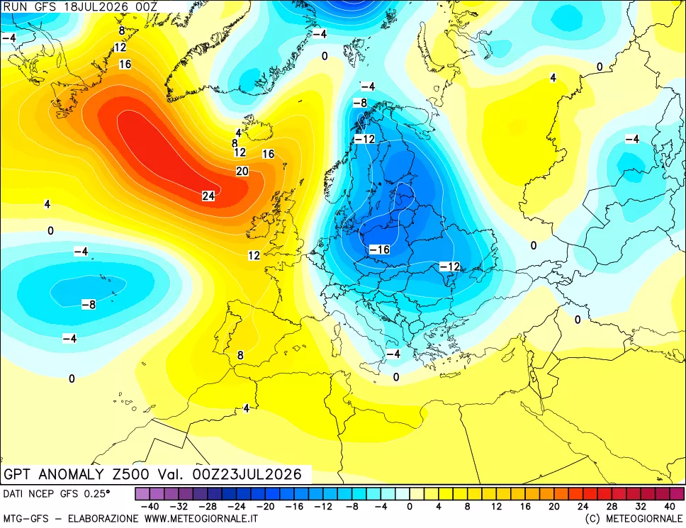 mappa 500 hPa GPT Anomaly vs Cli.No 1981-2010