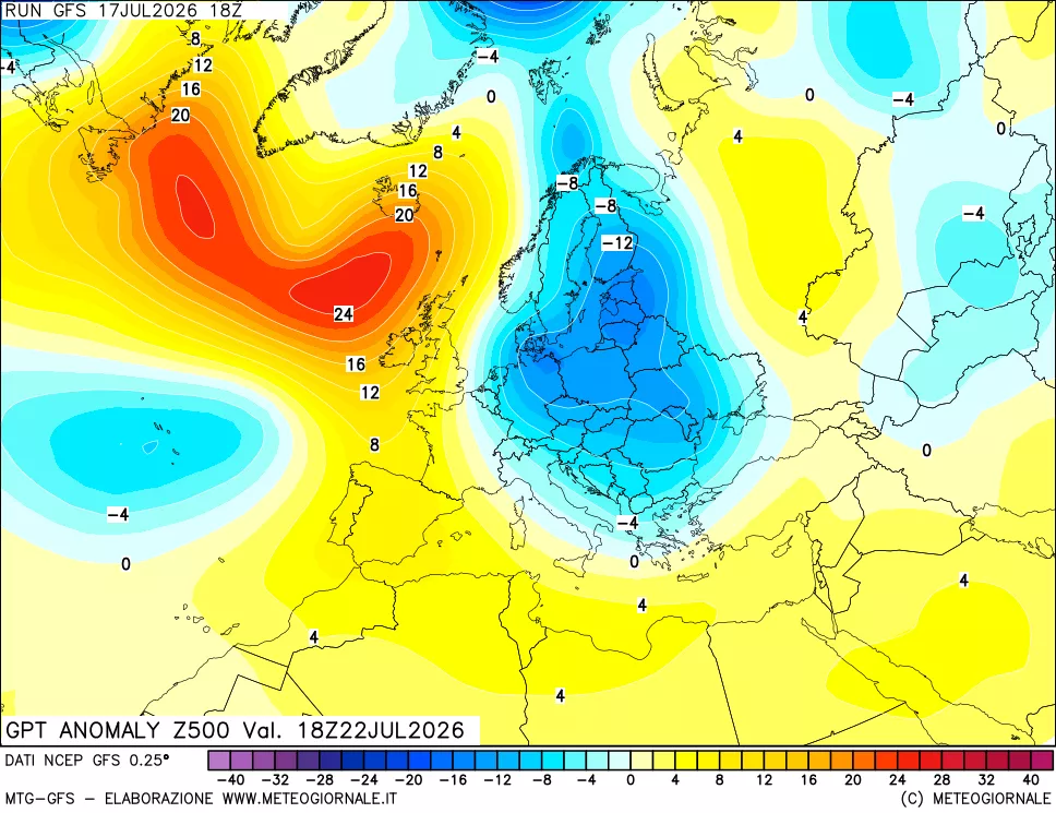 mappa 500 hPa GPT Anomaly vs Cli.No 1981-2010