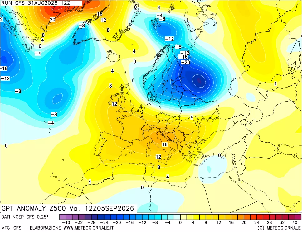 mappa 500 hPa GPT Anomaly vs Cli.No 1981-2010