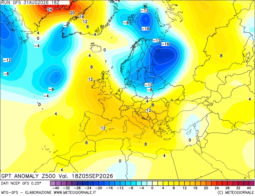 mappa 500 hPa GPT Anomaly vs Cli.No 1981-2010