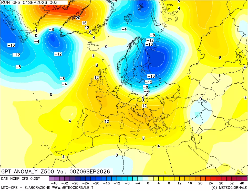 mappa 500 hPa GPT Anomaly vs Cli.No 1981-2010