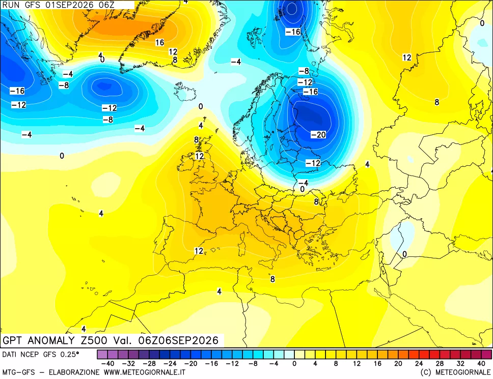 mappa 500 hPa GPT Anomaly vs Cli.No 1981-2010