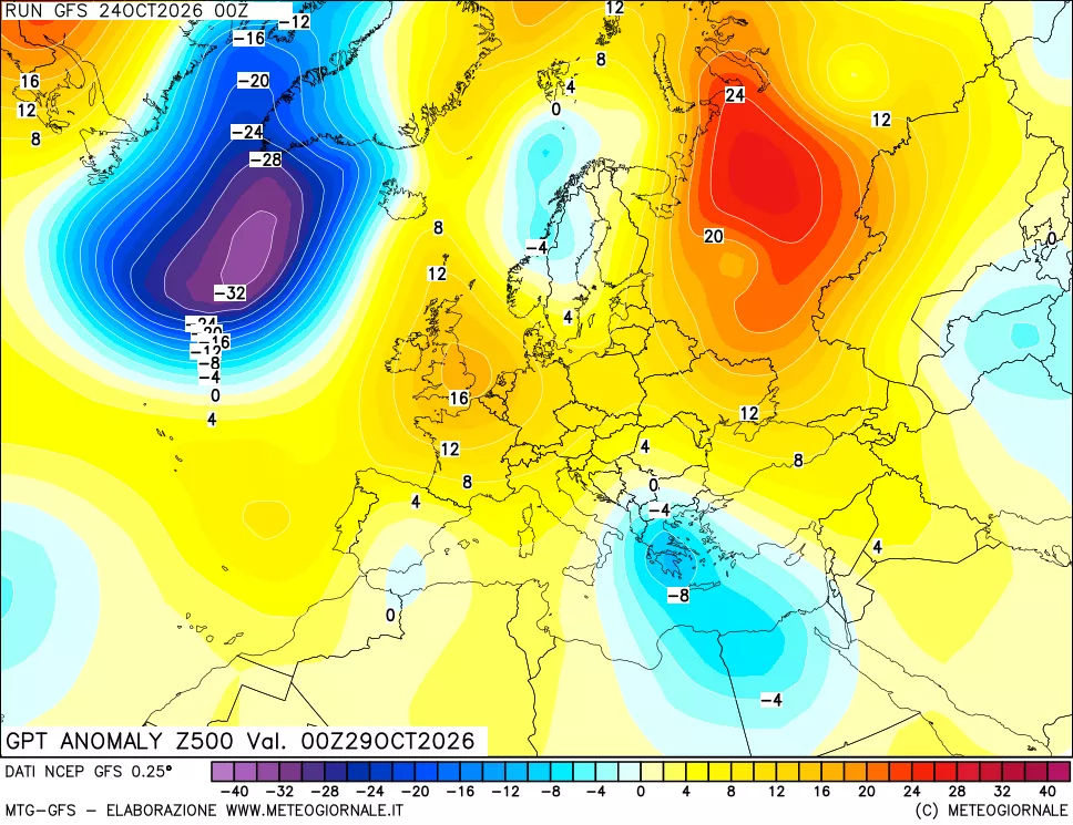 mappa 500 hPa GPT Anomaly vs Cli.No 1981-2010