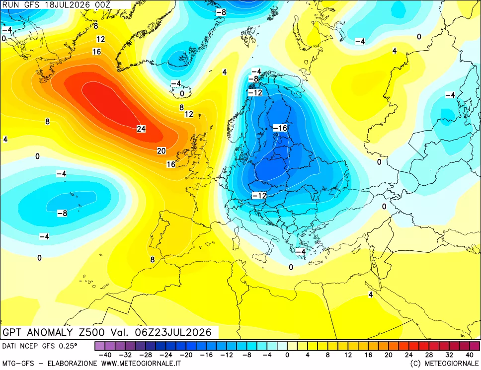mappa 500 hPa GPT Anomaly vs Cli.No 1981-2010
