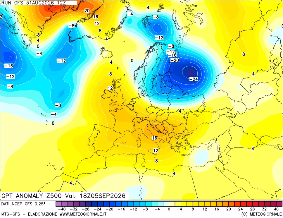 mappa 500 hPa GPT Anomaly vs Cli.No 1981-2010