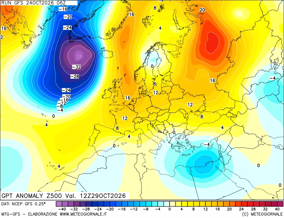 mappa 500 hPa GPT Anomaly vs Cli.No 1981-2010