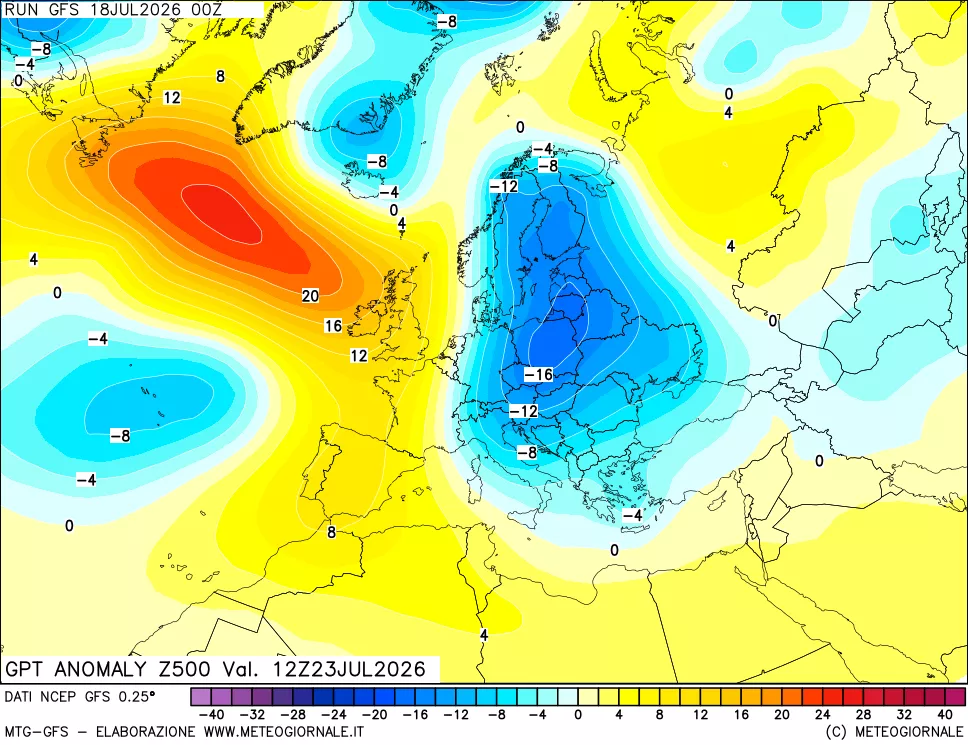 mappa 500 hPa GPT Anomaly vs Cli.No 1981-2010