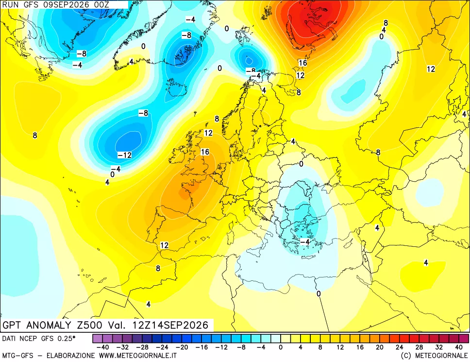 mappa 500 hPa GPT Anomaly vs Cli.No 1981-2010