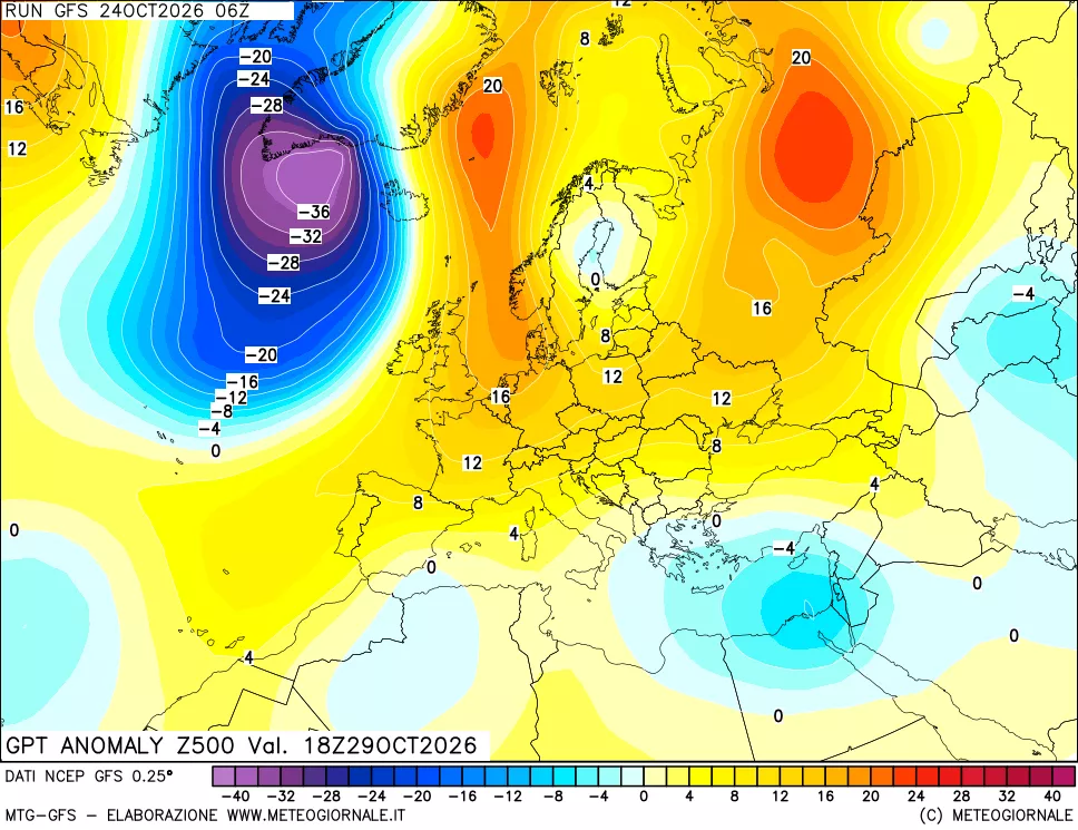 mappa 500 hPa GPT Anomaly vs Cli.No 1981-2010