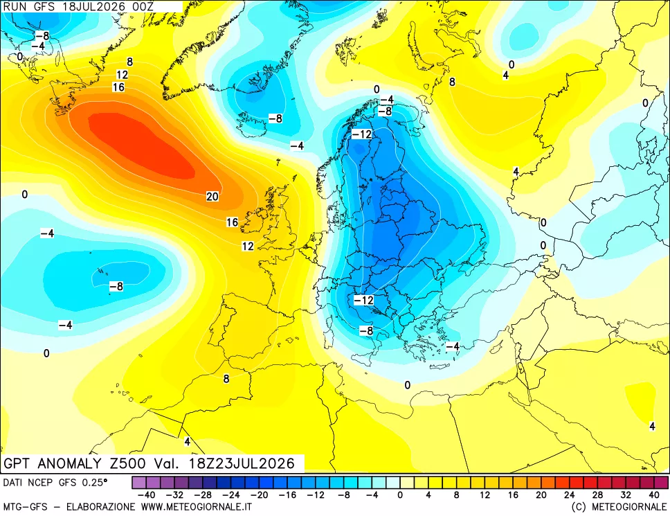 mappa 500 hPa GPT Anomaly vs Cli.No 1981-2010