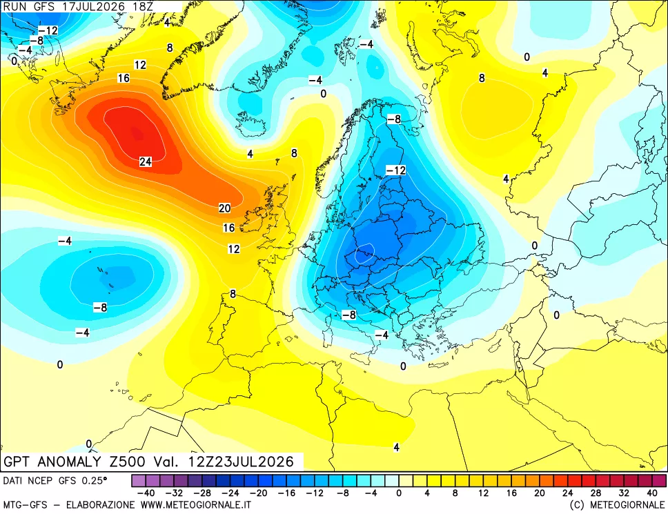 mappa 500 hPa GPT Anomaly vs Cli.No 1981-2010