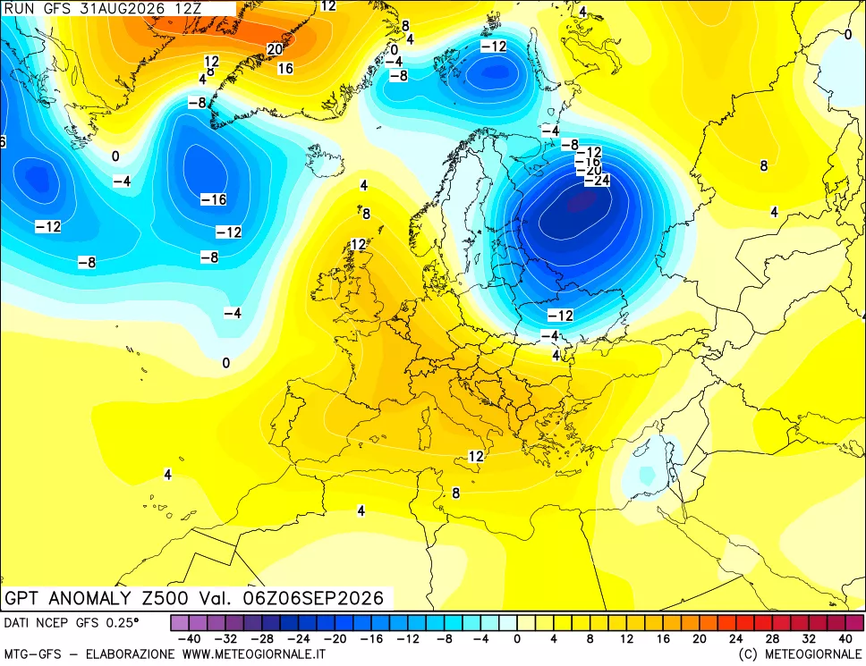 mappa 500 hPa GPT Anomaly vs Cli.No 1981-2010
