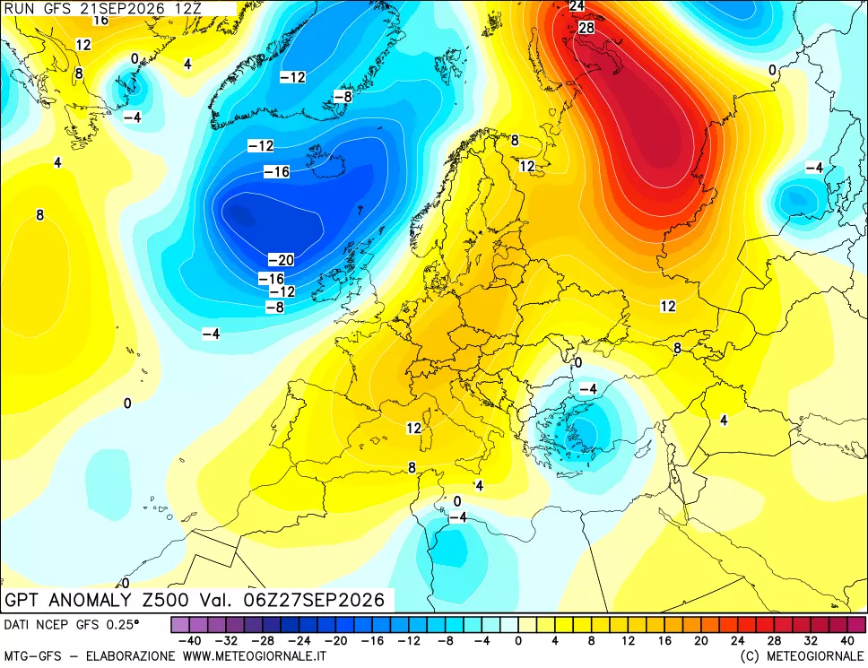 mappa 500 hPa GPT Anomaly vs Cli.No 1981-2010