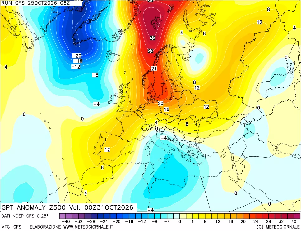 mappa 500 hPa GPT Anomaly vs Cli.No 1981-2010