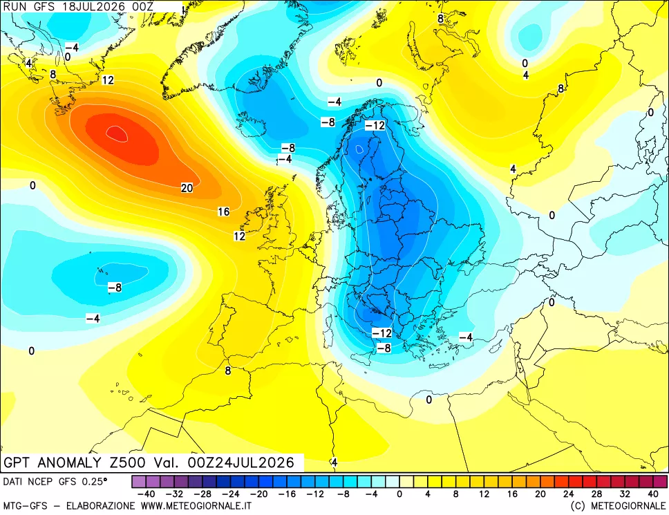 mappa 500 hPa GPT Anomaly vs Cli.No 1981-2010