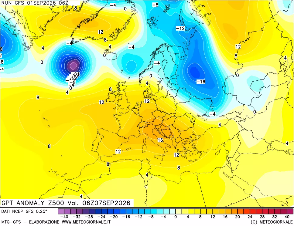 mappa 500 hPa GPT Anomaly vs Cli.No 1981-2010