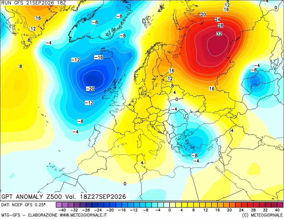 mappa 500 hPa GPT Anomaly vs Cli.No 1981-2010