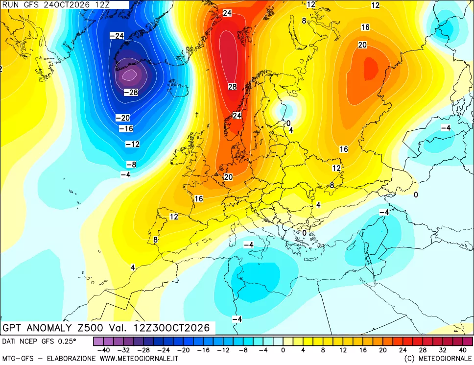 mappa 500 hPa GPT Anomaly vs Cli.No 1981-2010