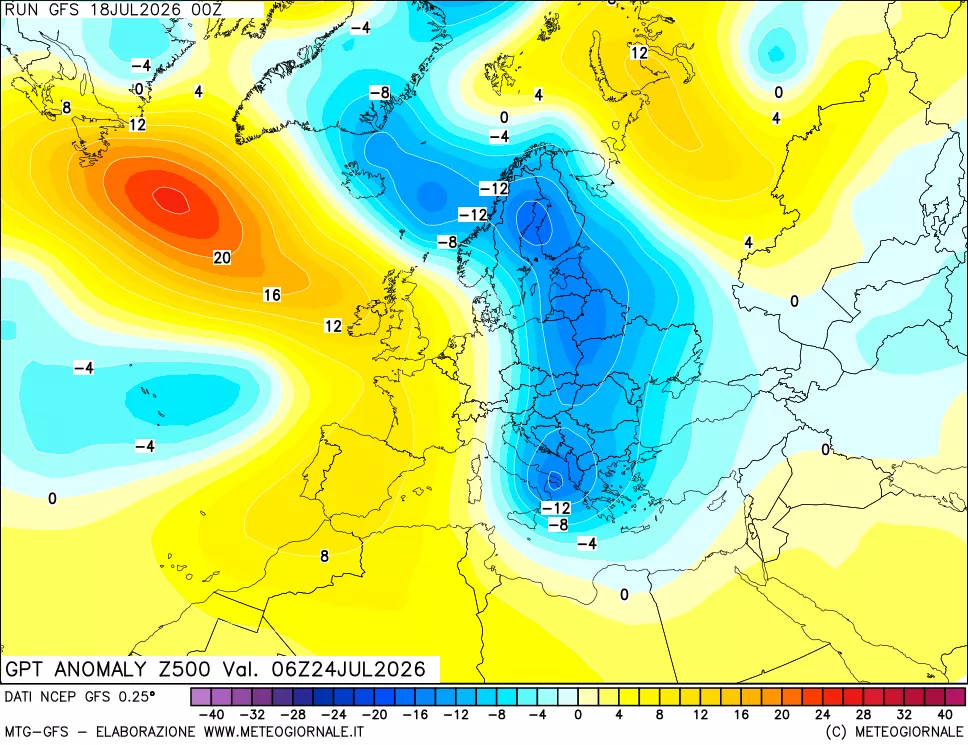 mappa 500 hPa GPT Anomaly vs Cli.No 1981-2010