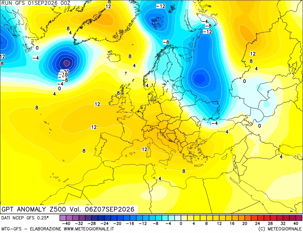 mappa 500 hPa GPT Anomaly vs Cli.No 1981-2010