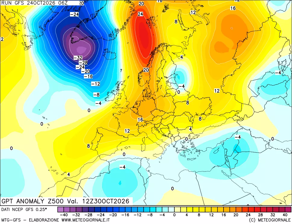 mappa 500 hPa GPT Anomaly vs Cli.No 1981-2010