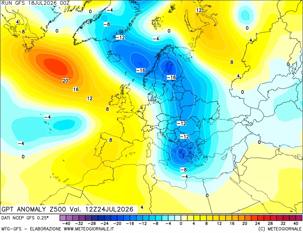 mappa 500 hPa GPT Anomaly vs Cli.No 1981-2010