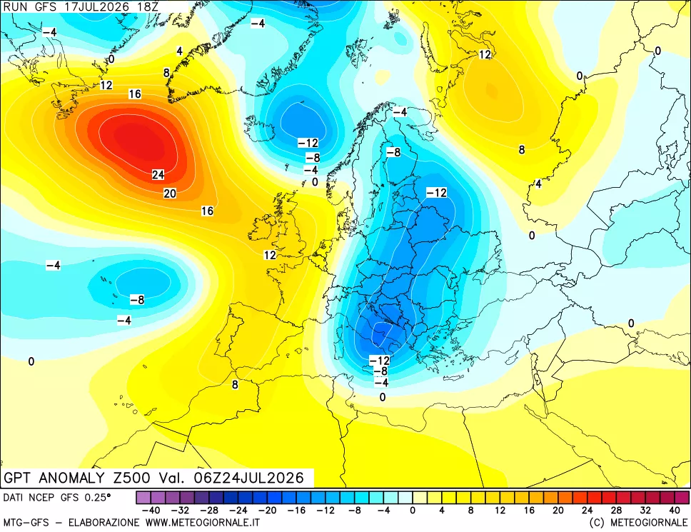 mappa 500 hPa GPT Anomaly vs Cli.No 1981-2010