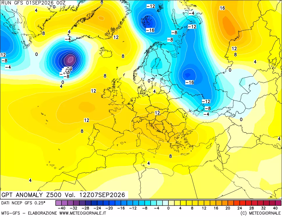 mappa 500 hPa GPT Anomaly vs Cli.No 1981-2010