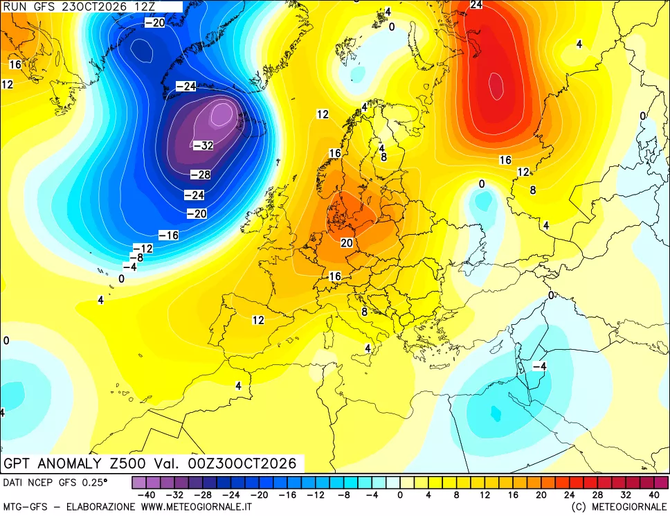 mappa 500 hPa GPT Anomaly vs Cli.No 1981-2010