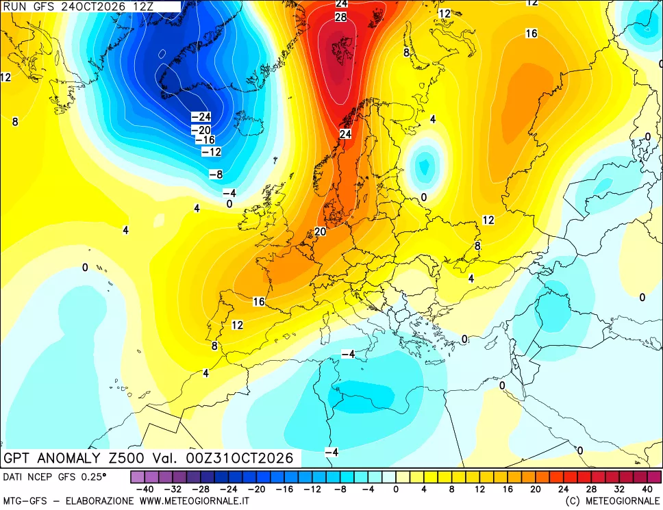 mappa 500 hPa GPT Anomaly vs Cli.No 1981-2010