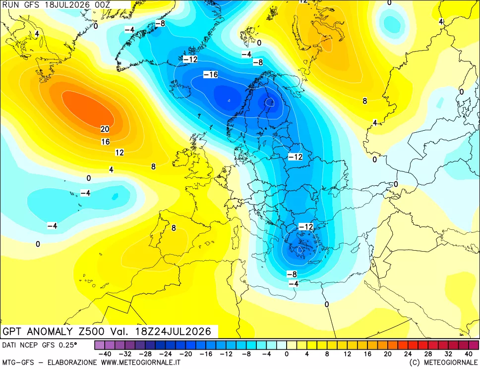 mappa 500 hPa GPT Anomaly vs Cli.No 1981-2010