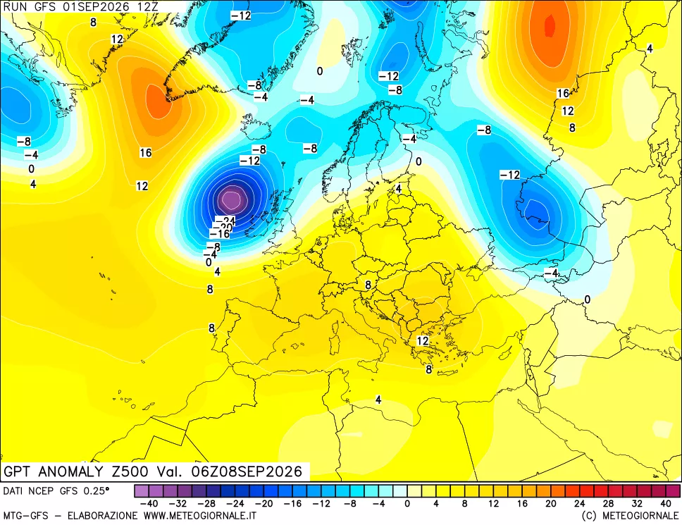 mappa 500 hPa GPT Anomaly vs Cli.No 1981-2010
