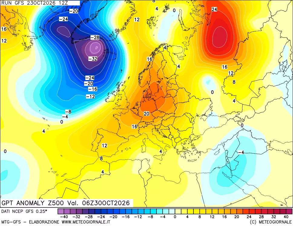 mappa 500 hPa GPT Anomaly vs Cli.No 1981-2010
