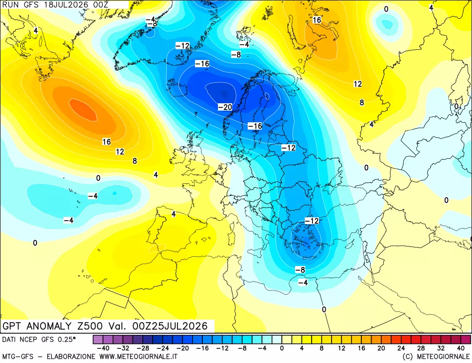 mappa 500 hPa GPT Anomaly vs Cli.No 1981-2010