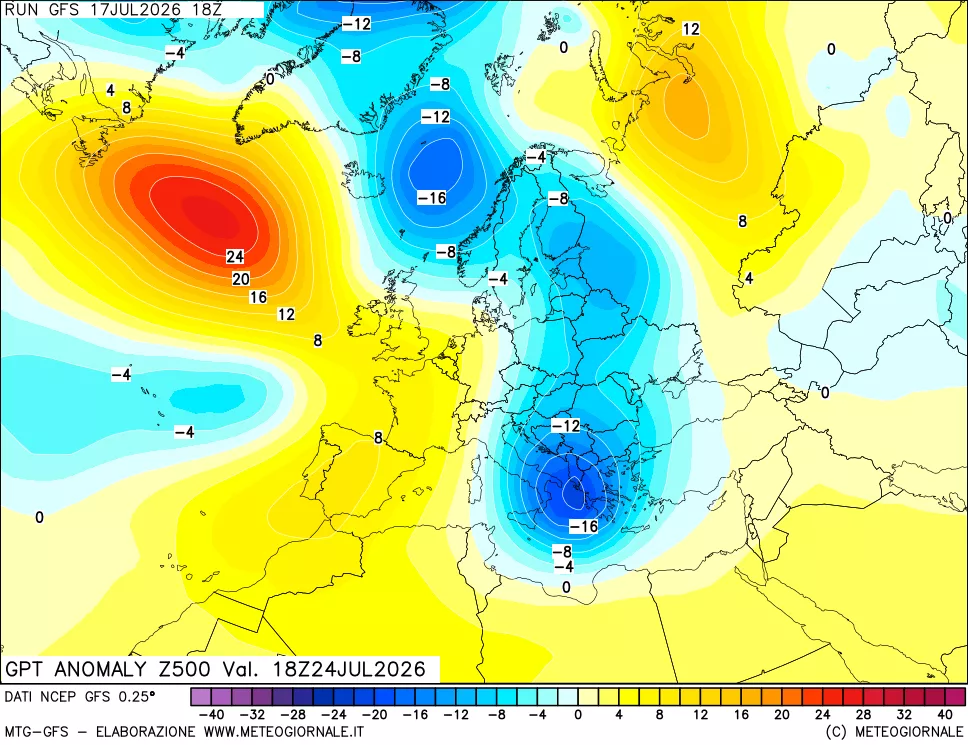mappa 500 hPa GPT Anomaly vs Cli.No 1981-2010
