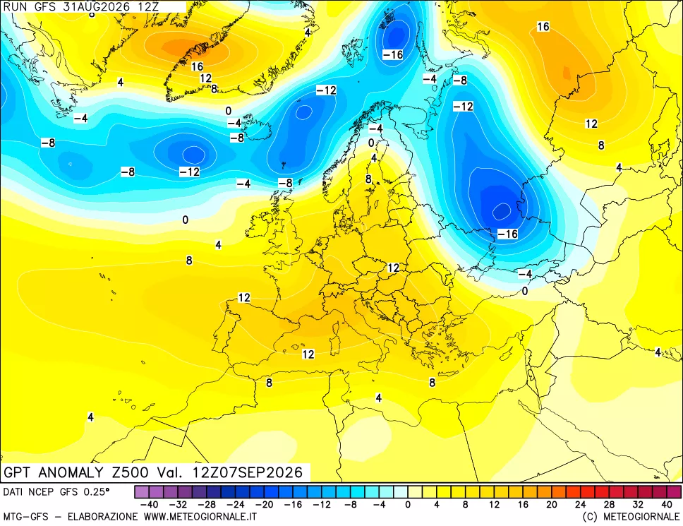 mappa 500 hPa GPT Anomaly vs Cli.No 1981-2010