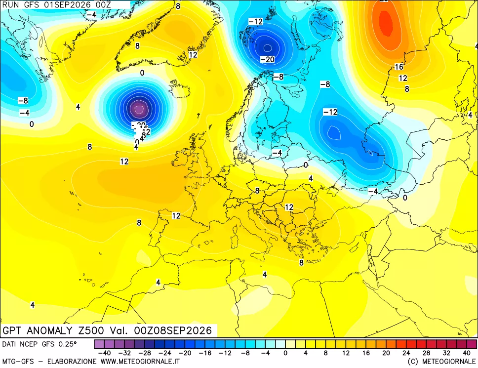 mappa 500 hPa GPT Anomaly vs Cli.No 1981-2010