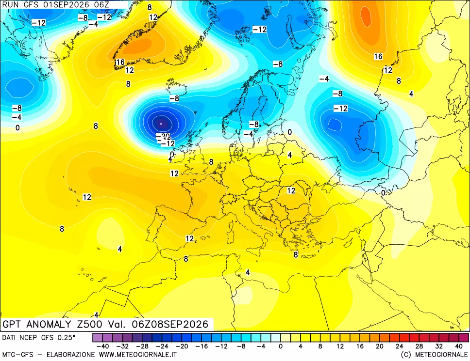 mappa 500 hPa GPT Anomaly vs Cli.No 1981-2010