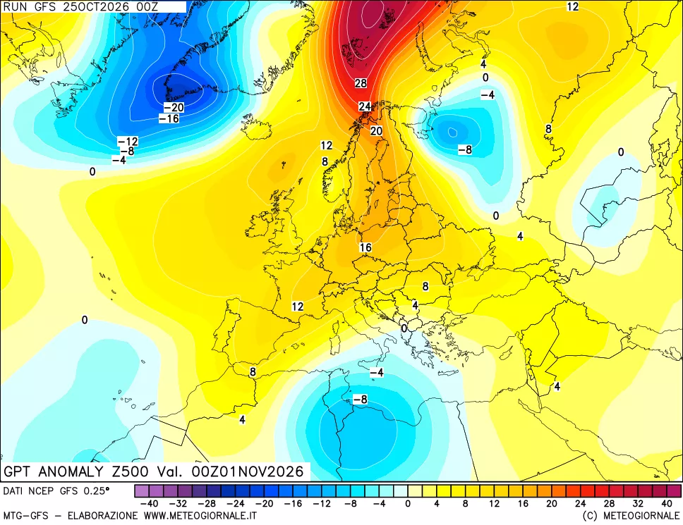 mappa 500 hPa GPT Anomaly vs Cli.No 1981-2010