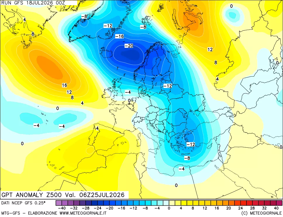 mappa 500 hPa GPT Anomaly vs Cli.No 1981-2010