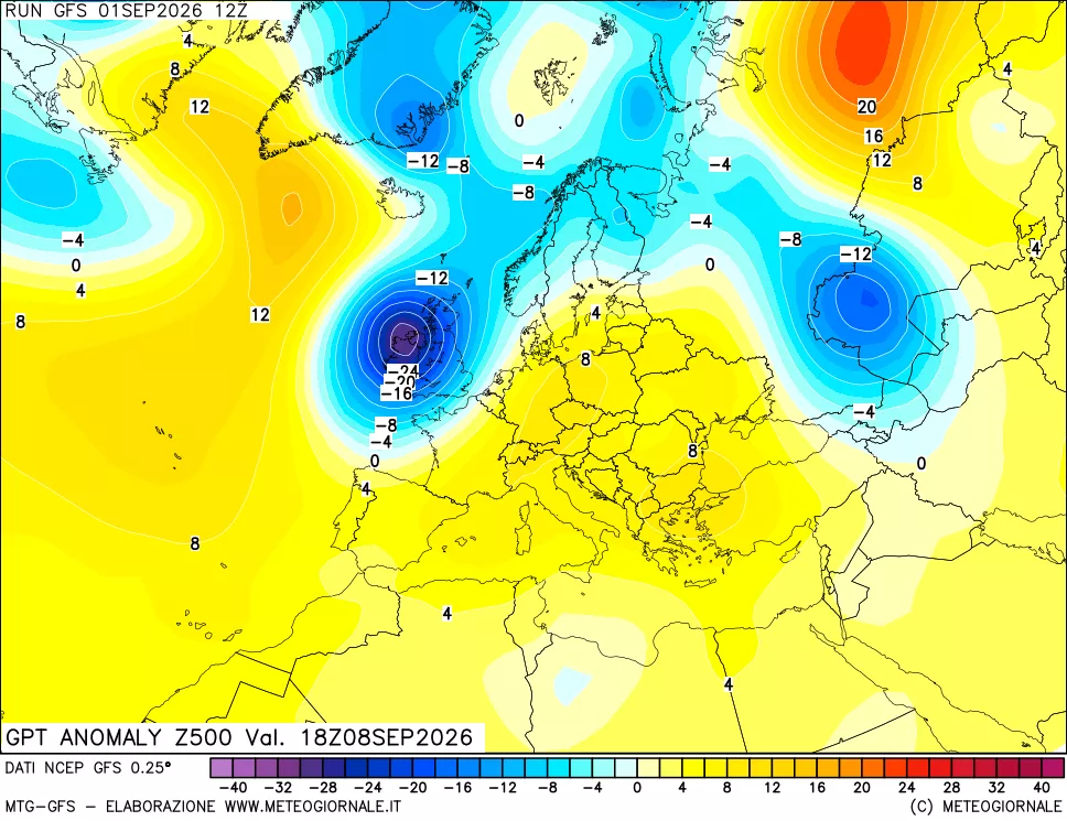 mappa 500 hPa GPT Anomaly vs Cli.No 1981-2010