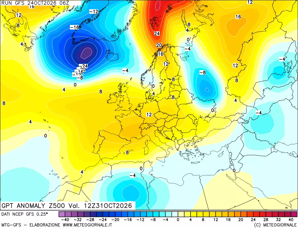 mappa 500 hPa GPT Anomaly vs Cli.No 1981-2010
