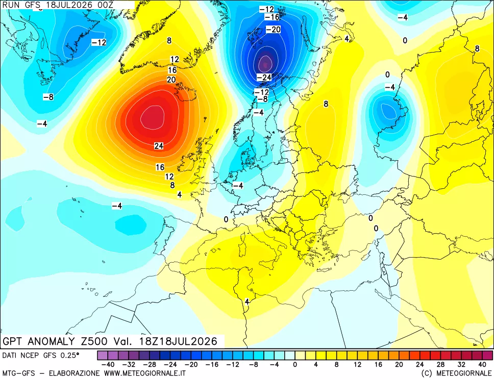 mappa 500 hPa GPT Anomaly vs Cli.No 1981-2010