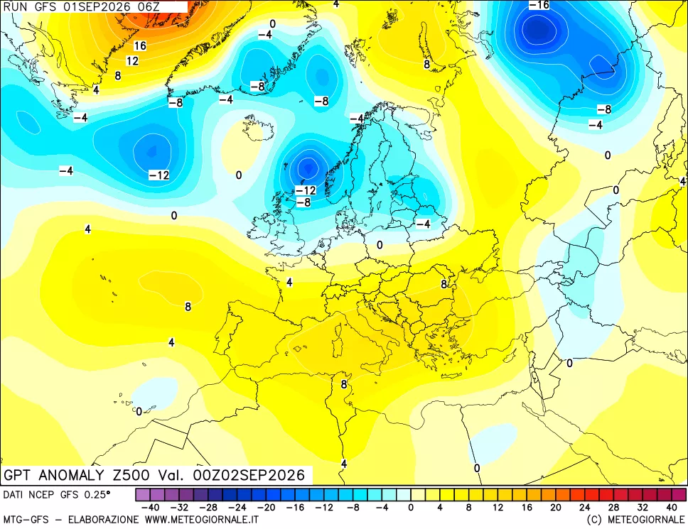 mappa 500 hPa GPT Anomaly vs Cli.No 1981-2010