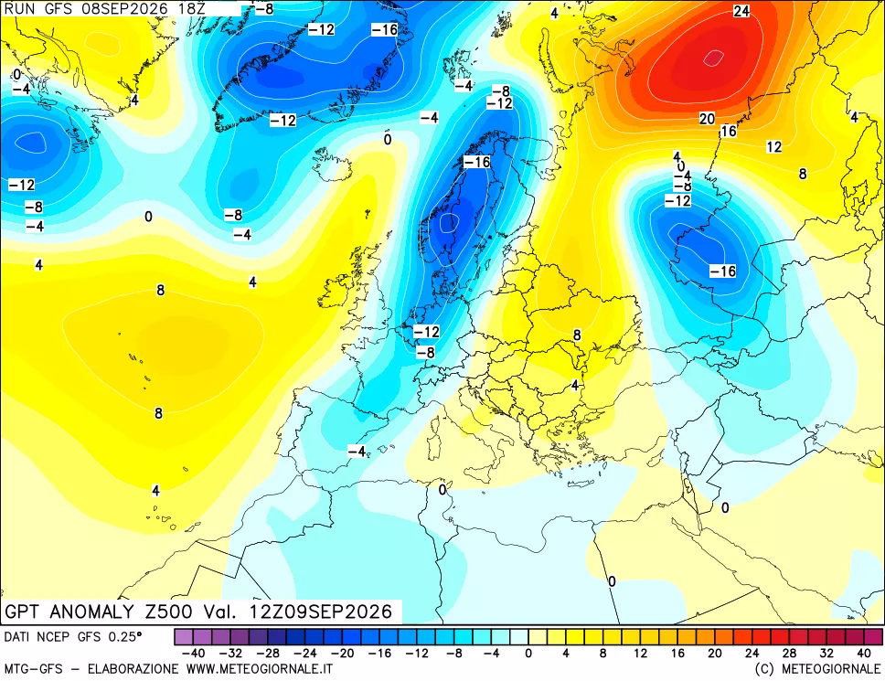 mappa 500 hPa GPT Anomaly vs Cli.No 1981-2010