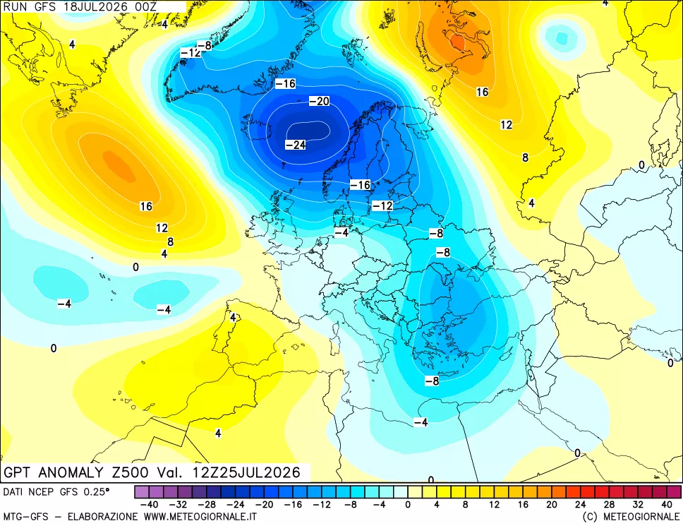 mappa 500 hPa GPT Anomaly vs Cli.No 1981-2010