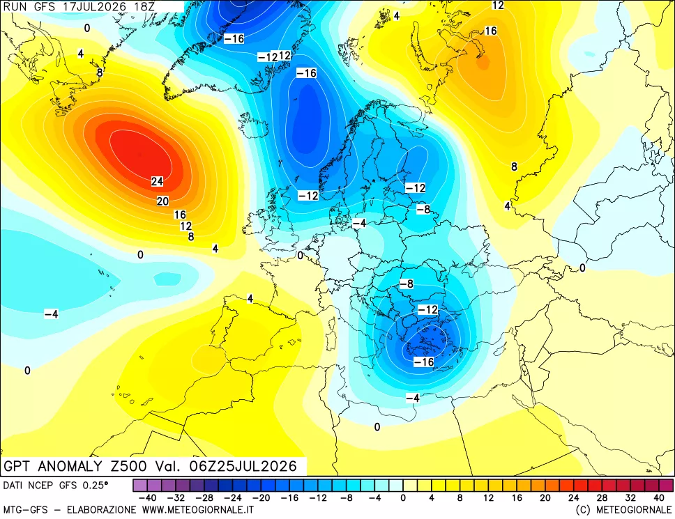 mappa 500 hPa GPT Anomaly vs Cli.No 1981-2010