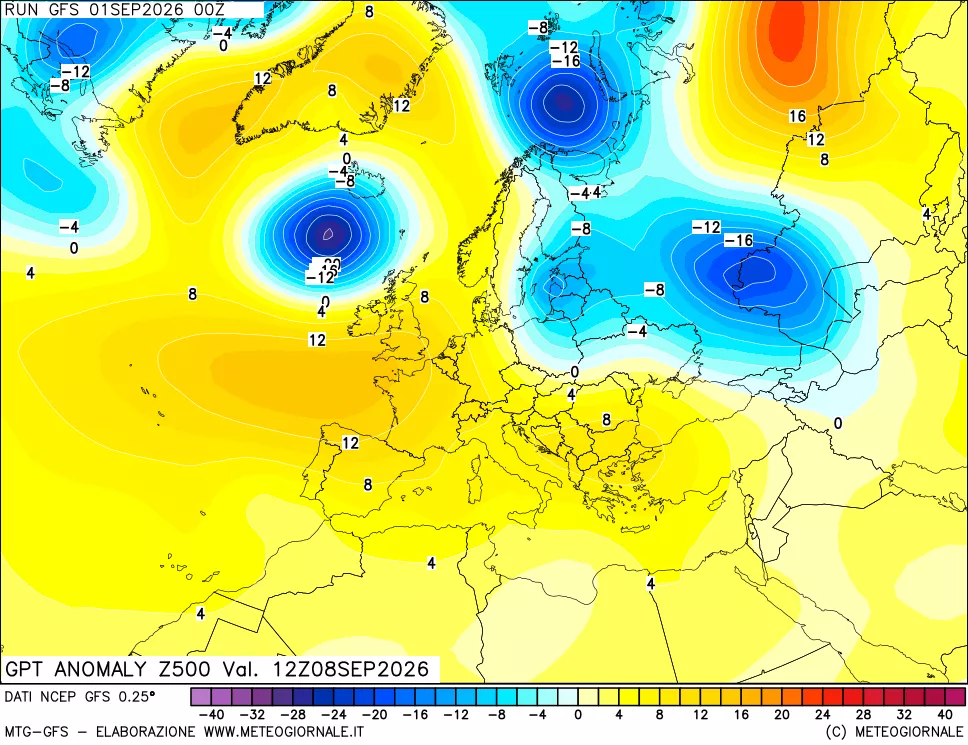 mappa 500 hPa GPT Anomaly vs Cli.No 1981-2010