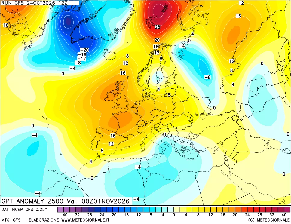 mappa 500 hPa GPT Anomaly vs Cli.No 1981-2010